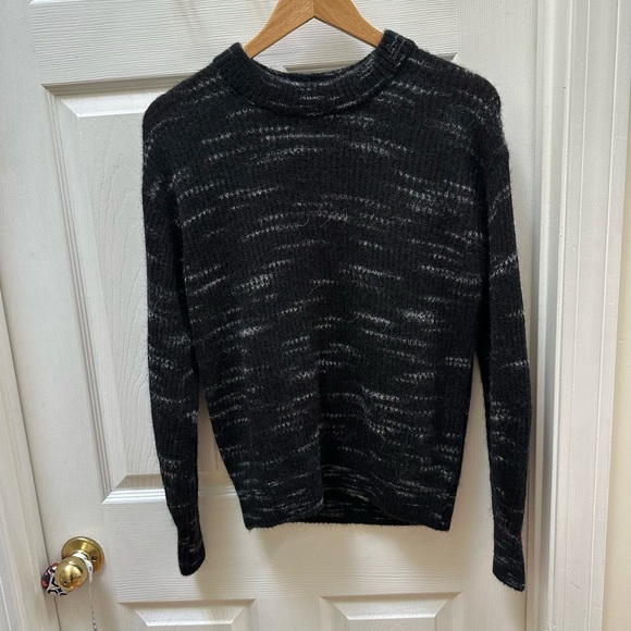 EVERLANE THE COCOON CREW SWEATER ALPACA XXS BLACK HEATHER GREY oversized crew - Picture 1 of 7